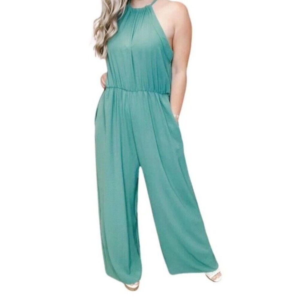 White Birch Woven‎ Jumpsuit /Teal/ Medium